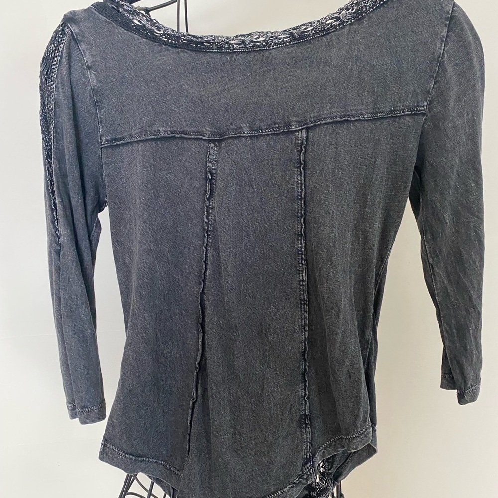 Free People Distressed Black and Gray Shirt - Picture 6 of 7